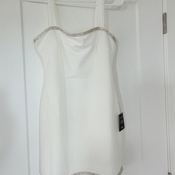 Lulus White Rhinestone Bodycon Mini Dress - Medium - Picture 4 of 4